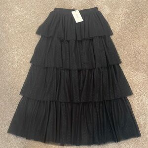 Vici x Gina pleated swiss dot mesh skirt